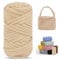 LEREATI Grosse Laine à Tricoter à La Main, 10mm x 30m Laine Crochet Epaisse Chunky Yarn Grosse Laine pour Plaid, Fil pour Crochet Sac, Couverture, Tapis, Trapilho à Crocheter (250g, Jaune Crème)
