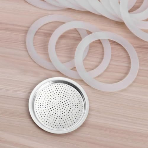 Lastdaytime 3 joints en silicone et 1 filtre en aluminium pour cafetière expresso à moka – Accessoires essentiels pour cafetière (3 tasses)