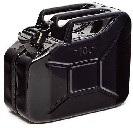 BW© Jerrican en métal pour carburant - 10 l - Noir - RAL 9005 - Certifié TÜV et homologation ONU - Fabriqué en Europe