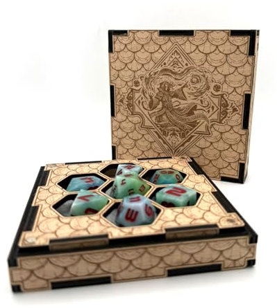 Printable Adventure Würfelbox mit Würfelschale – Holz Filz für D&D und RPG Würfel – Dungeons & Dragons Gaming Zubehör - Zauberer