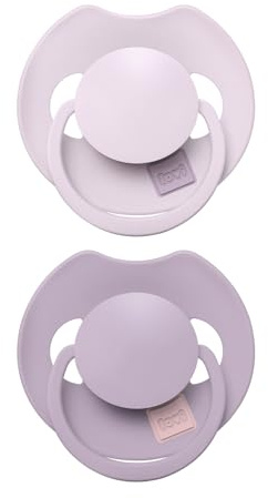 LOVI Prime Beruhigungssauger Silikon Schnuller dynamisch, BPA-frei, antiallergisch, unterstützt Saugreflex, mit Sterilisationskapsel, 2 Stück (Lilac/Violet, 18 m+)