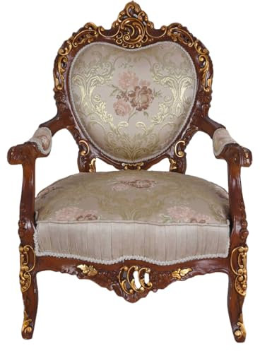 Anti-armstödsfåtölj Versailles Château – barockfåtölj 1930 nyuppdragen träram med sniderier handmålad vintage tronfåtölj Louis XV stil 110 × 90 cm sitthöjd 52 cm antika möbler