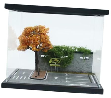 Sharplace 1/64 Modellauto-Szene, Diorama, Straßen-Hintergrundbrett, Zubehör, Diorama, Parkplatz, Landschaft für Actionfiguren, Dekoration, Ornament