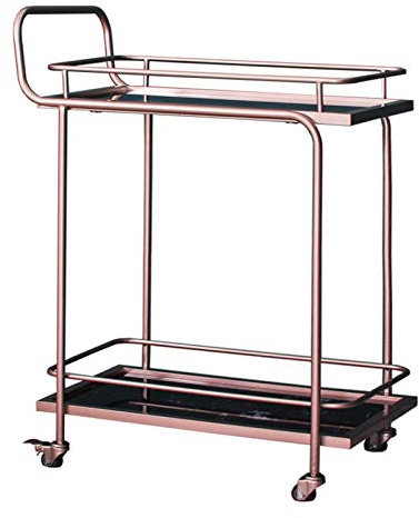 Generisch Barwagen, Küchenservicewagen, rollender Barwagen mit 2-stöckigen Lagerregalen für Küche, Wohnzimmer, Service-Barwagen (schwarzer Marmor) (schwarzer Marmor)