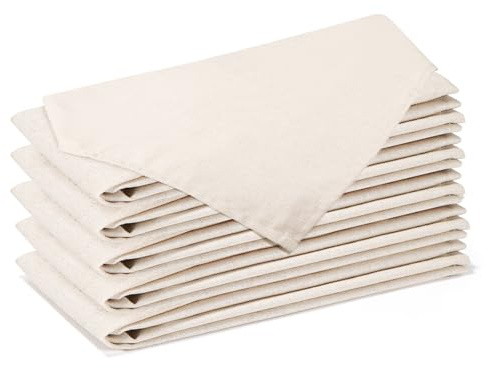 LUKDUNG 6 Stück Servietten, Leinen Baumwoll Servietten 42 x 42 cm, Wiederverwendbare Mullservietten für Party Hochzeiten Zuhause Brautpartys Tischdekorationen, Beige