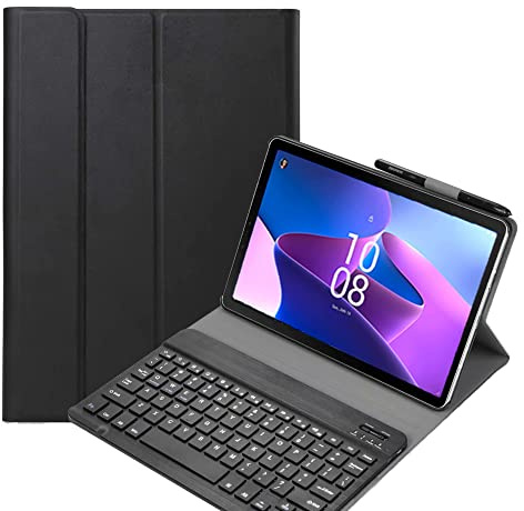 FKQLH Funda con Teclado para Xiaomi Redmi Pad 2 Pro 12,1 Pulgada, QWERTY Layout Teclado Bluetooth Desmontable Inalámbrico Teclado Magnético Funda, Negro