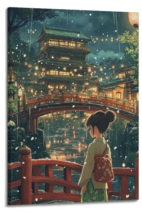 XYSXYCP Wandkunstdruck, Anime-Poster, Spirited Away mit Chihiro Ogino, moderne Familie, für Wohnzimmer, Dekoration, 60 x 90 cm