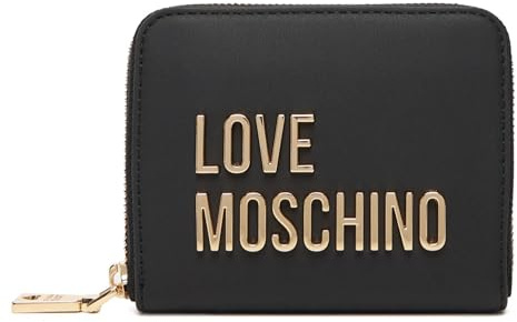 Moschino Portafoglio donna Love zip around small nero logo gold AS26MO05 JC5613PP1OKD0000 colore: NERO