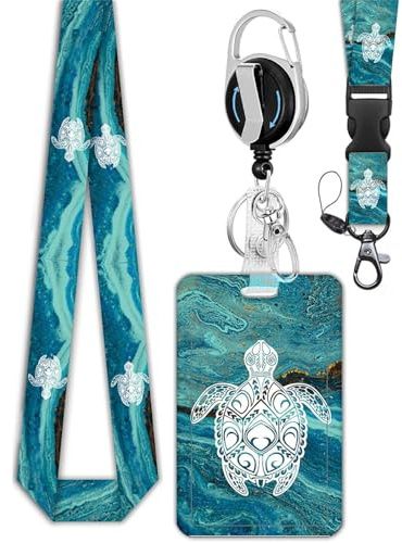 Lovely Turtles Schlüsselband mit Abzeichenrolle, Karabiner-Clip, Kartenhalter, schöner Umhängeband, Name für Studenten, Kartenkarabiner-Clip