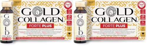 GOLD COLLAGEN New Forte Plus - Collagene Integratore Antirughe con Vitamina C Antiossidante, 8g Collagene Marino con Acido Ialuronico, Biotina Capelli, Pelle, Unghie e Sistema Immunitario, 1 x 10x50ml