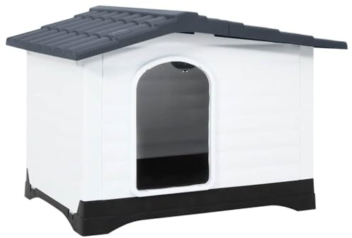 Runheo Hundehütte Grau aus Polypropylen 90,5 x 68 x 66 cm, wetterfest und isoliert mit UV-beständigem Dach, ideal als Rückzugsort und Schlafplatz für Hunde im Garten, auf Terrasse oder Balkon