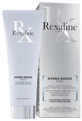 Rexaline - Hydra-Shock - Hyper-Hydrating Rejuvenating Mask - Moisturizing/Hydrating face mask - Anti wrinkle, anti aging and plumping face mask with Hyaluronic Acid - Cruelty free -75ml