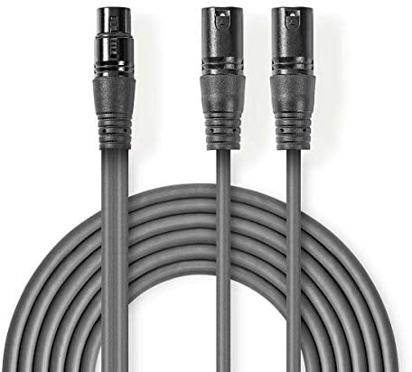 NEDIS Symmetrisches XLR Audiokabel, 2x XLR 3-Pin Stecker - XLR 3-Pin Buchse, dunkelgrau, 1,5m