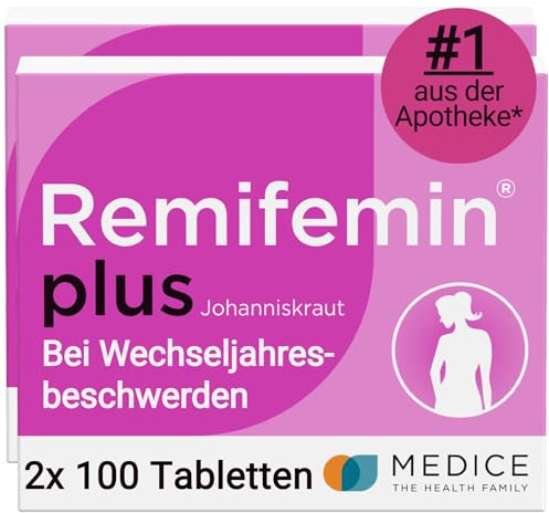 Remifemin plus Johanniskraut 2x 100 Tabletten bei starken & betont seelischen Wechseljahresbeschwerden - hormonfrei - pflanzliches Arzneimittel