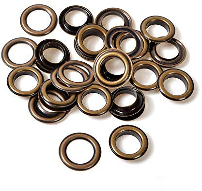 Trimming Shop 20mm Brass Eyelets with Washers, Durable & Rust - Proof Grommets for DIY Projects, Yoga Mat, Tarpaulin, Vinyl Banners, Pool Covers (Bronze, 100pcs)