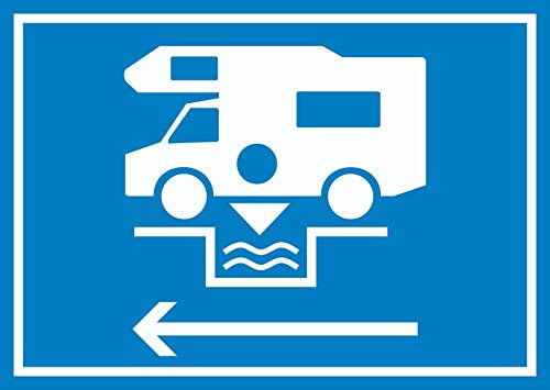 HB-Druck Entsorgungsstation Chemietoilette Pfeil Links Schild A4 Rückseite selbstklebend