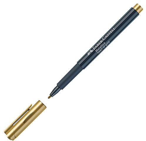 FABER-CASTELL 160750 - Metallics Marker mit Faserspitze, 1,5 mm Strichstärke, für viele Oberflächen geeignet, mit Metalliceffekt Heart of Gold