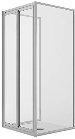 Box Doccia 3 lati 70x80x70CM H198 Cristallo Trasparente 2 Fissi+Saloon 2 Ante Battente 80 mod. West