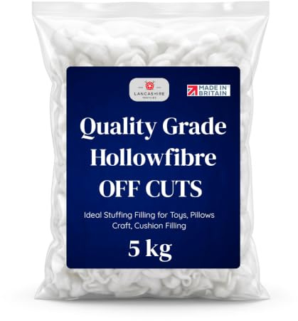 Lancashire Textiles Cotton Blend Off Cuts Stuffing Filling 5kg for Cushions, Pillows, Pet Beds, Upholstery, Crafts & DIY Projects, Soft Recycled Textile Filling, OEKO-TEX Certified, Made in Britain