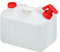 Relaxdays Wasserkanister mit Hahn, Schraubdeckel, Trinkwasserkanister Camping, 10l Tank, BPA-frei, Kunststoff, weiß-rot