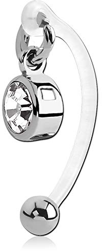 viva-adorno Intimpiercing KVV Christina Bioflex Piercing Banane Kristall runder Anhänger Bauchnabelpiercing Z550, klar