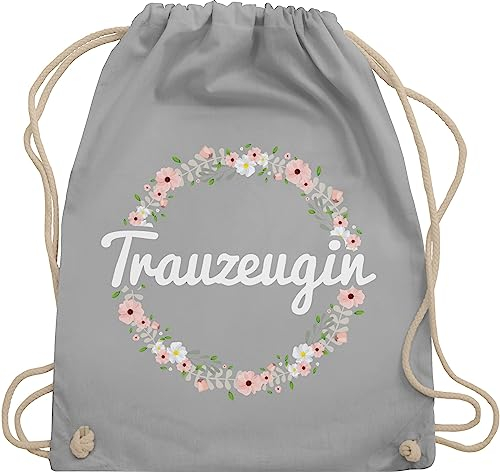 Shirtracer Turnbeutel Rucksack - JGA Junggesellenabschied Frauen - Trauzeugin - Blumenkranz - Unisize - Hellgrau - hen party accessories brauttaschen jungesselnabschied bridemaid beutel