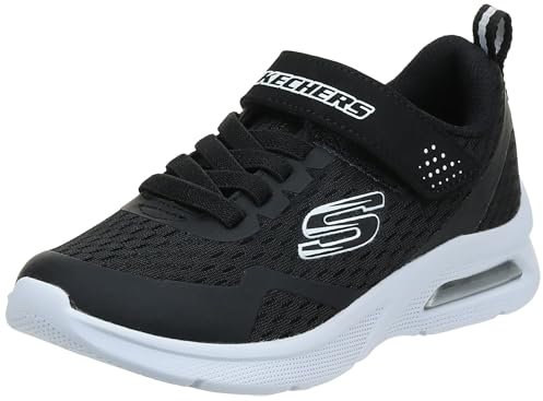 Skechers MICROSPEC MAX TORVIX, Zapatillas para Niños, Black Textile/ Black & White Trim, 30 EU