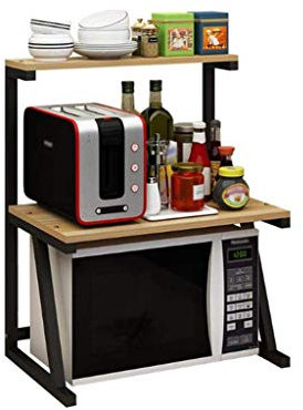MTYLX Estante, Cocina Multifunción Parrillas para Horno Microondas Estante para Olla Arrocera de Madera de 2 Niveles Montado en el Piso Estante de Almacenamiento de 3 Capas Estante para Especias