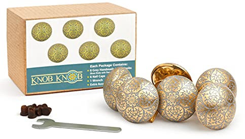 6 Handmade Brass Knobs | Brass Black Cabinet Knobs | Drawer Knobs Ideal for Any Home, Kitchen or Office | These Knobs for Dresser Comes with 1 Wrench & Extra Screw Cap (Black)