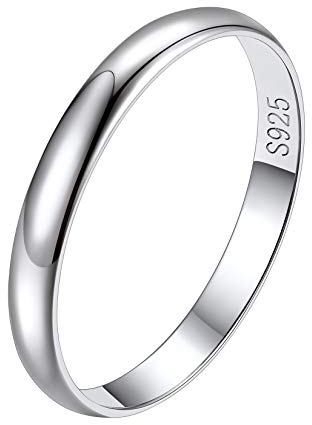 Suplight Herren Ring 925er Silber simpel 3mm glänzender Antragsring Verlobungsring Hochzeitsring Schmuck für Männer Ring Größe 64