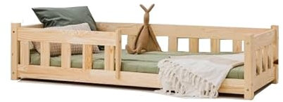 Massives Kinderbett aus Holz – Montessori-Bett für Jungen und Mädchen, Kleinkinderbett mit Lattenrost (90x200 cm), kinderbett, babybett