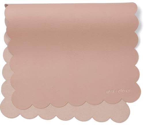 AVA + OLIVER Materassino per fasciatoio in pelle vegana - Tappetino per pannolini lavabile portatile multiuso - Pieghevole per il viaggio (16 x 30 pollici) (capesante rosa sabbia)