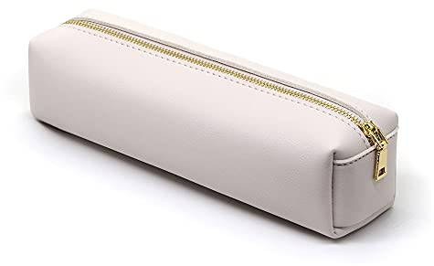 eusbon PU-Federmäppchen, tragbare Schreibwaren-Tasche, große Kapazität, Federmäppchen, Kosmetik-Organizer-Tasche für Studente, Beige