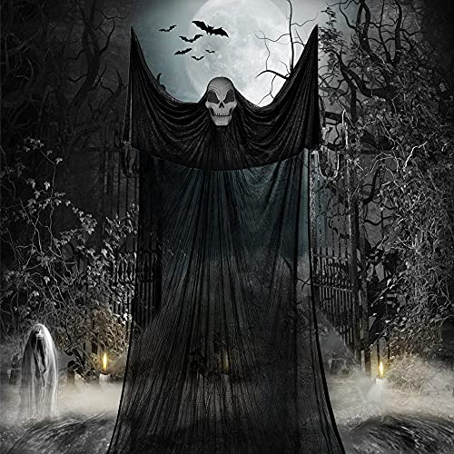 Bluelves Halloween Deko Outdoor,Halloween deko Geist, Skelett Fliegendes Gespenst Halloween Gruselig Dekoration，Halloween Gespenst Geistervorhang für Halloween Party Deko (Weiß Grim Reaper)