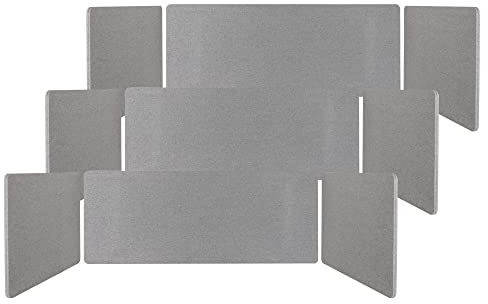 Pronomic DiviDesk-1507560 GY Tischtrennwand 3X Set - Schalldämmender Sichtschutz für Beruf und zu Hause - In 3 Höhen am Tisch zu befestigen - Textilbezug - Optimiert die Raumakustik - Grau