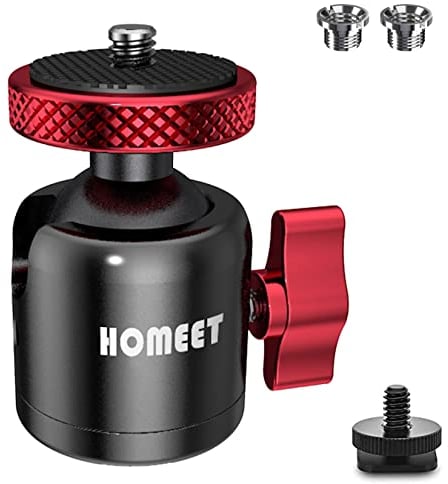 Mini Testa a Sfera Metallo 25mm Ball Head Testa Treppiede Supporto Panoramico con Foro Filettato 1/4 3/8, per Fotocamere, DSLR, Treppiede, Monopiede, Flash, Monitor LCD, Carico di 10KG