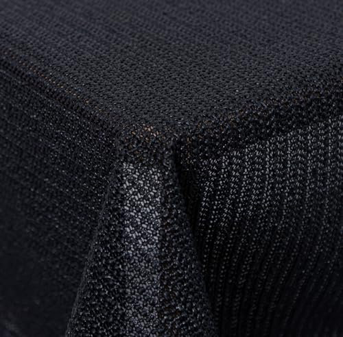 texpot Tischdecke 140 x 180 cm oval schwarz Gartendecke mit Saum abwaschbar Gartentischdecke Balkon Terrasse wetterfest