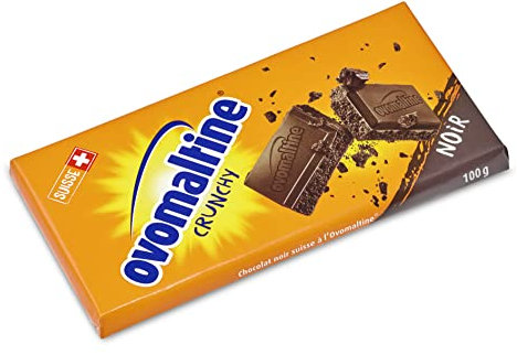Ovomaltine Crunchy Tableau chocolat noir d'origine suisse avec morceaux ovomaltine croustillants en cacao, durable et certifié UTZ (1 x 100 g)
