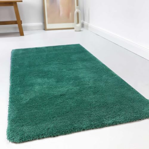 Wecon Home Kuschelig weicher Esprit Hochflor Teppich, bestens geeignet fürs Wohnzimmer, Schlafzimmer und Kinderzimmer RELAXX (80 x 150 cm, smaragdgrün)