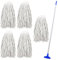 Kentucky Mop Set, Colour-Coded Industrial Mop Includes x5 Kentucky Head, x1 Solid Aluminium Handle & x1 Plastic Clip, Commercial-Grade Heavy Duty for Cleaning Floors (Blue)