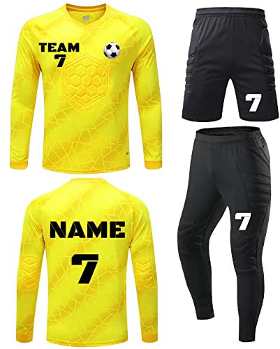 Benutzerdefiniert Torwarttrikot Set Kinder Fußball Torwartset Uniform Beliebiger Name Nummer Team Logo Trikot Personalisiert Fußballtrikot Geschenk