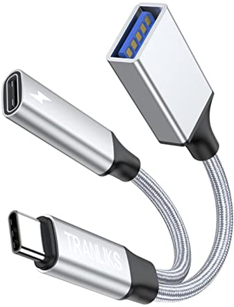 TRANLIKS Sdoppiatore USB C, 2 in 1 Cavo OTG USB Type c Splitter with PD 60W a Ricarica Rapida compatibile per Chromecast con Google TV, MacBook con altri dispositivi usb c