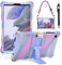 KATUMO Funda para Samsung Galaxy Tab A7 Lite 8.7 2021 SM-T220/T225 Silicona a Prueba Funda Niños para Galaxy Tablet A7 Lite 8.7 Pulgadas Cover,Cinturón de Hombro y Pluma Táctil,Rosa Roja & Morada
