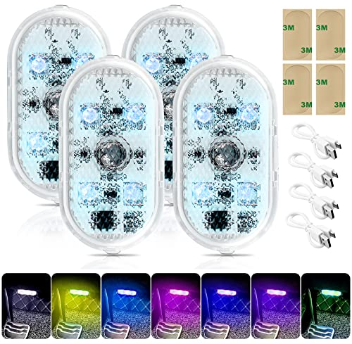 Auto LED Innenbeleuchtung, 4 PCS Magnetisch LED Touch Licht RGB 7 Farben Einstellbar Innenraum Ambientebeleuchtung Für Auto Wiederaufladbaren USB Touch Auto Zubehör Innenraum Ambientebeleuchtung