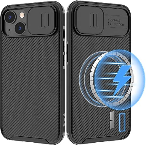 Hitaoyou iPhone 14 Case Magsafe, Slim Magnetic Case for iPhone 14 6.1 Black with Slide Lens Cover, Support Magsafe Charger