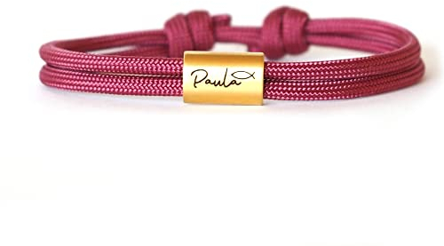 Personalisiertes Gravur Armband mit Fisch Symbol und persönlicher Namensgravur Kommunion Konfirmation Taufe Weihe Edelstahl Mädchen