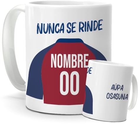 mundohuevo Taza Personalizada Osasuna | Tazas de Desayuno Fútbol | Regalo Original para Verdaderos Rojillos | Cosas de Fútbol para Niños | Regalos Camisetas Futbolistas Mundial (CA Osasuna)