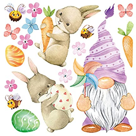 Gelb&Schwarz Motivierende Wandkunst Fensteraufkleber Glas Osterhase Zwerg Aufkleber Gesichtslos Deko Wandaufkleber Wandaufkleber Jungen Tapete (B, Einheitsgröße)