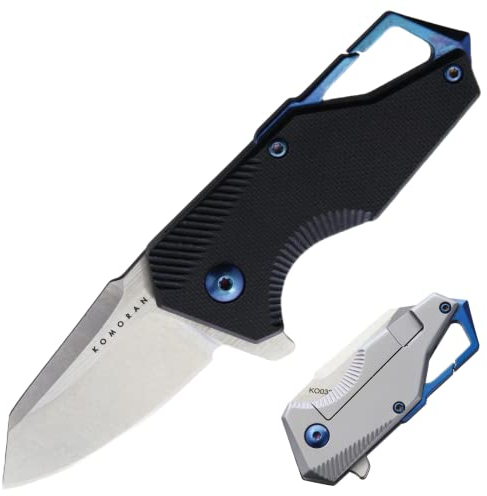 Mr. Blade Komoran Azure Edge Framelock Messer, Griff aus G10 - Aluminium Spacer Clip und Glasbrecher