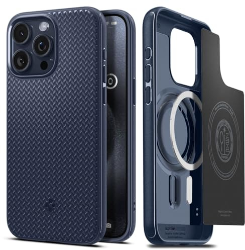 Spigen Hülle für iPhone 15 Pro Max Mag Armor MagFit Kompatibel mit MagSafe -Navy Blue